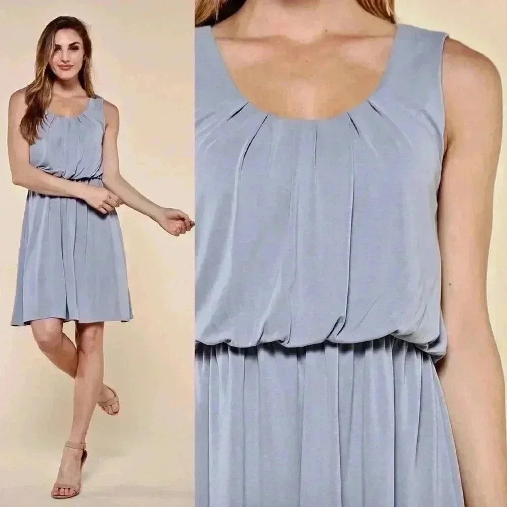 "Bella" Cupro Modal Dress in Dusty Blue
